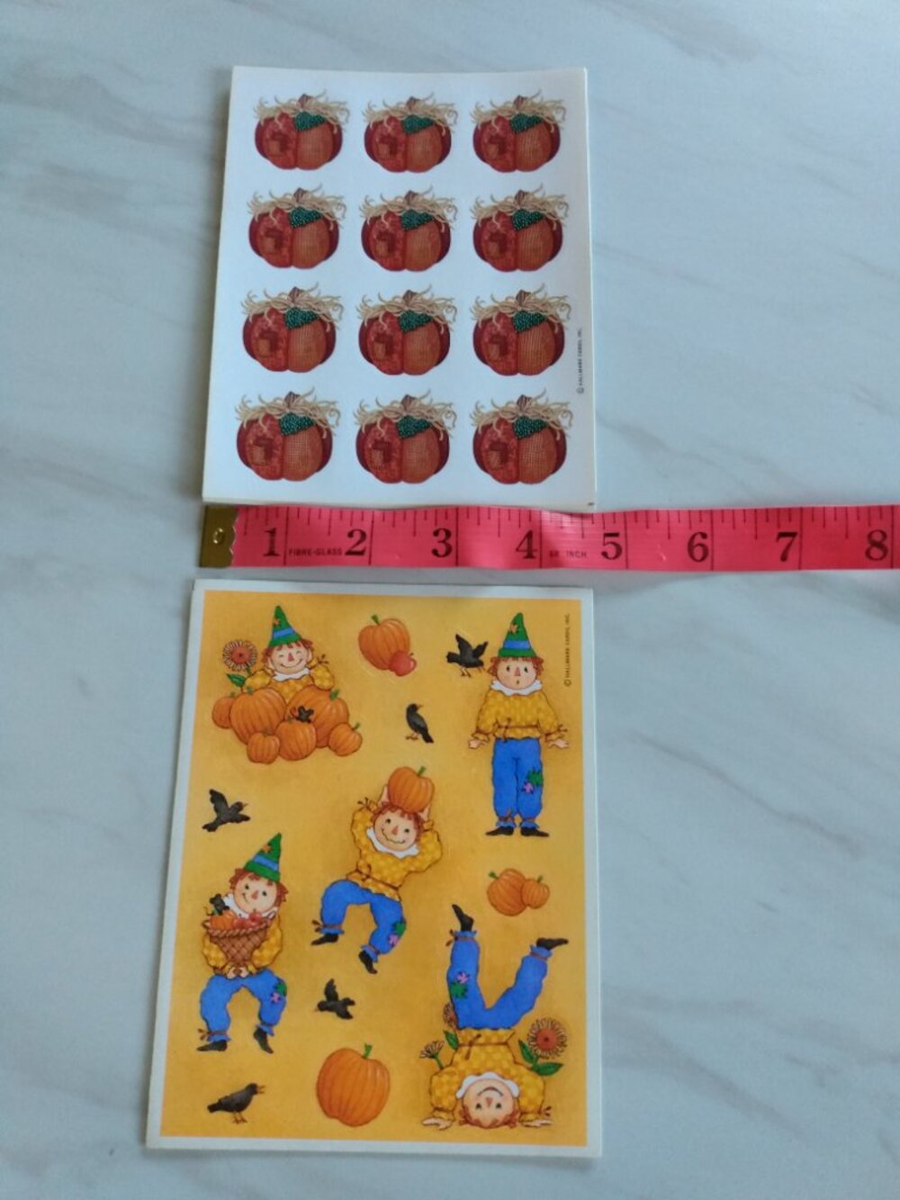 Vintage 90s Halloween Stickers Hallmark Patchwork Pumpkins and Scarecrows - Picture 11 of 16
